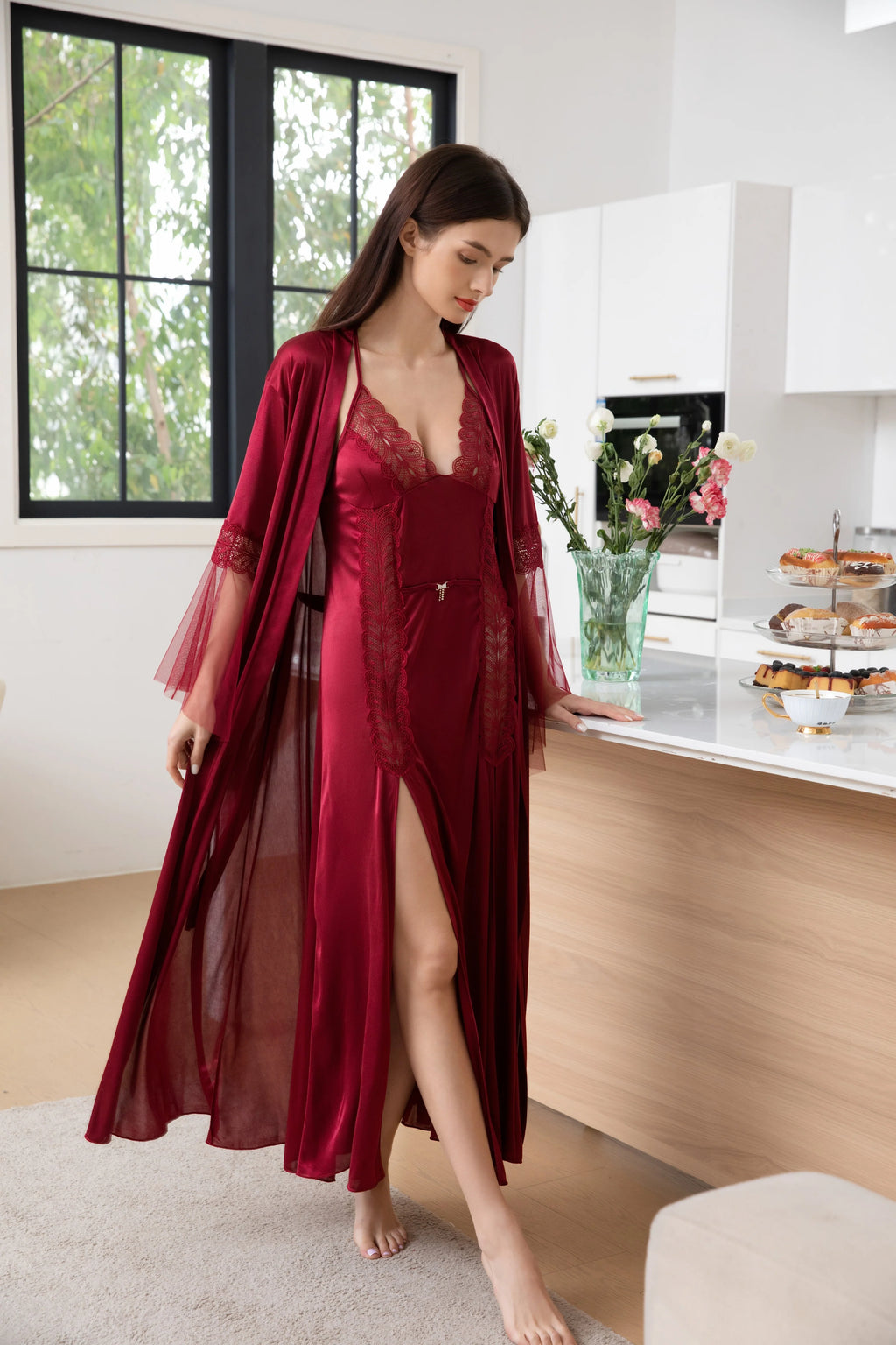 Gown Set 3905 - Maroon