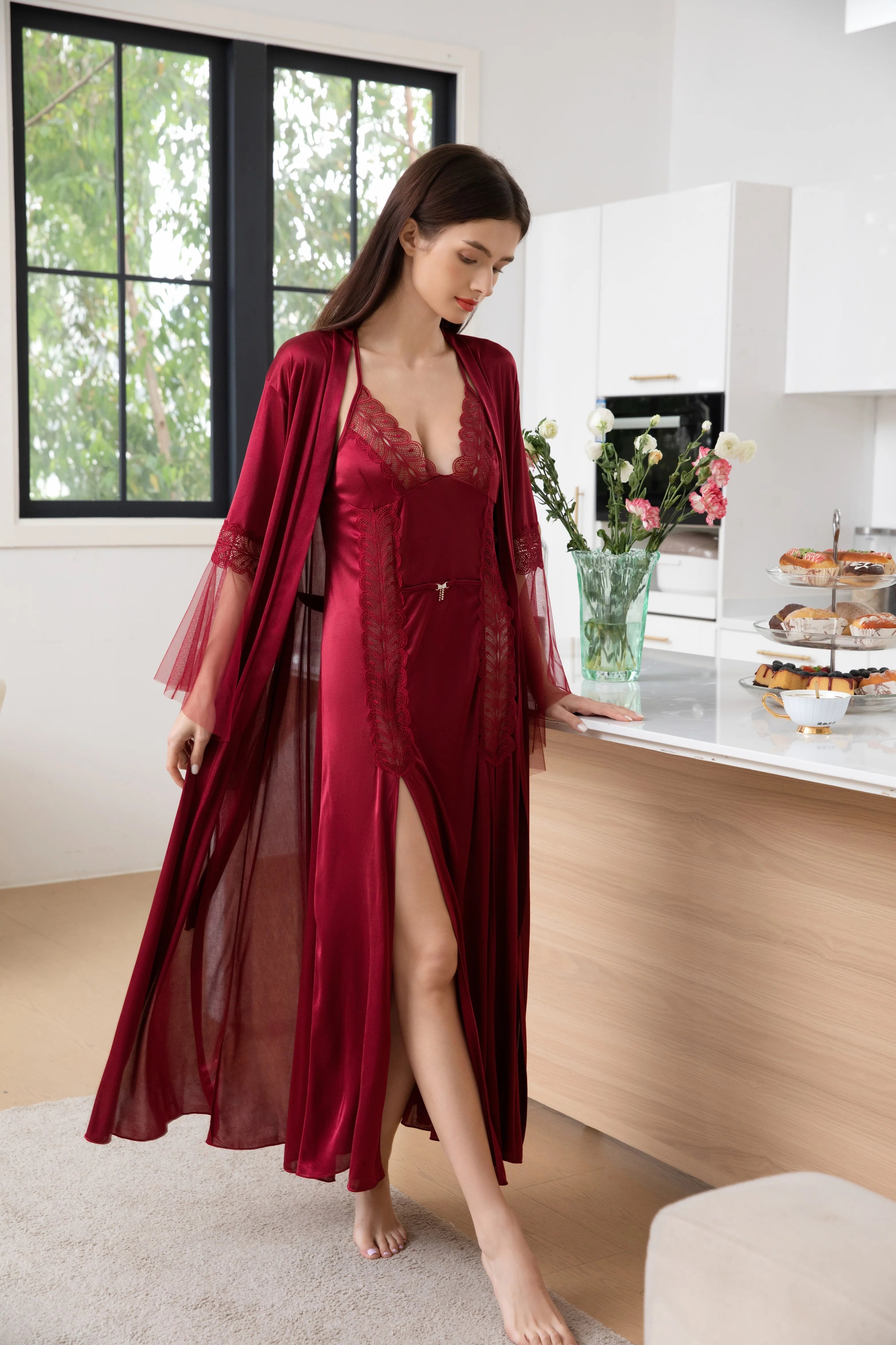 Gown Set 3905 - Maroon