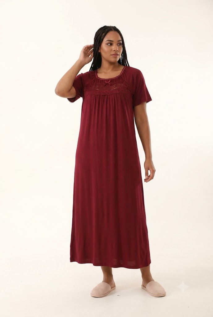 Secret Lingers Lace Yoke Maxi Nightgown