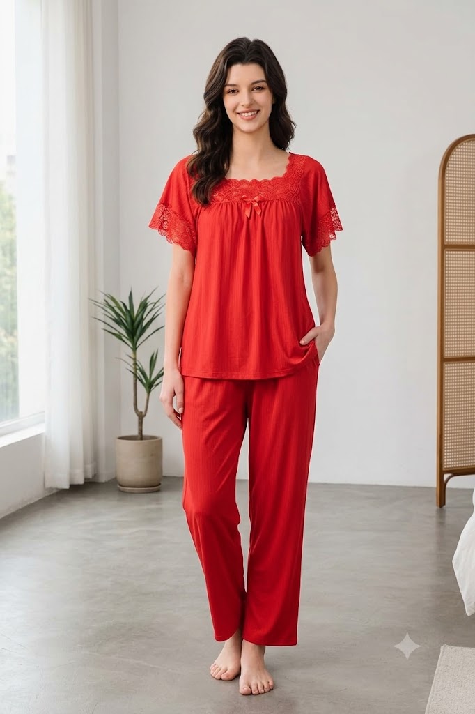 Secret Lingers Graceful Lace Yoke Nightwear Set