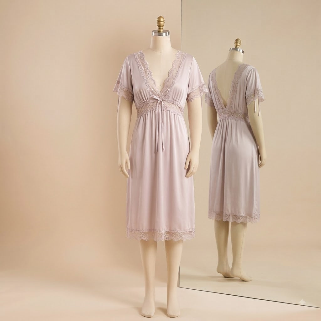 Elegant Lace V-Neck Long Nightgown