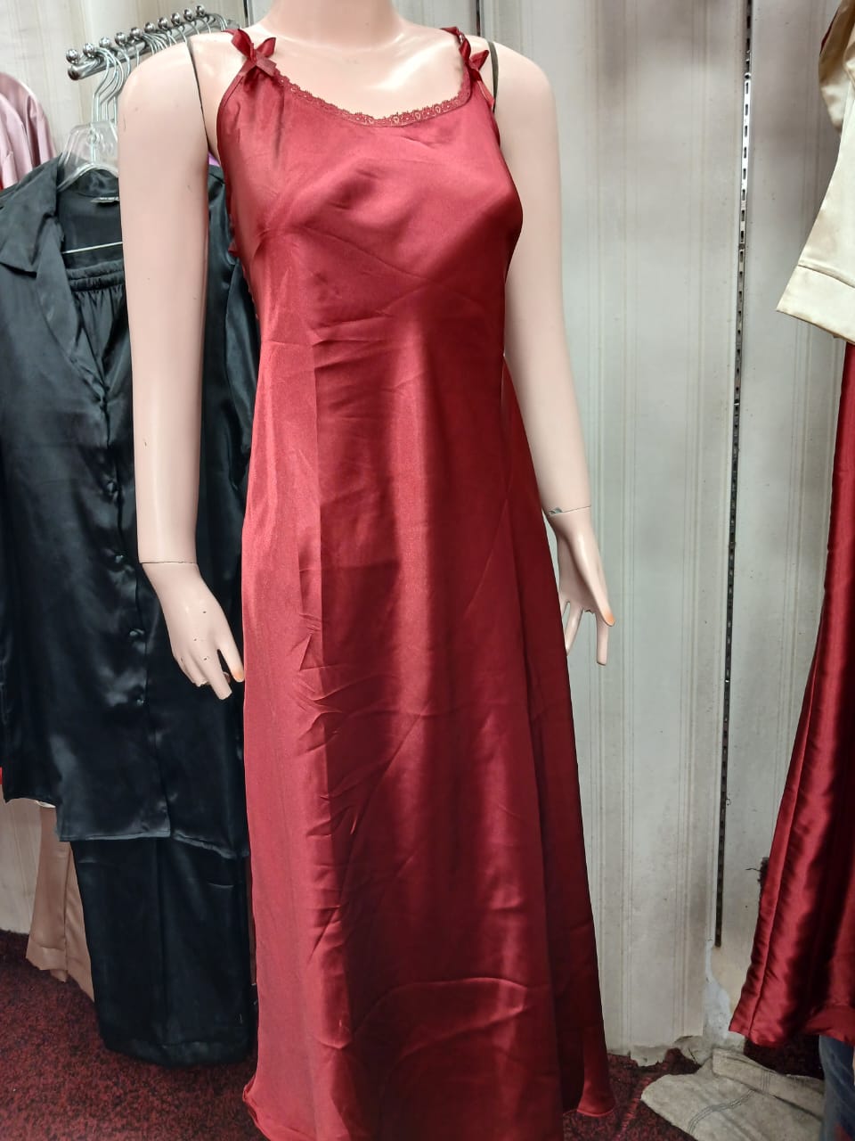 Long silk plain nighty