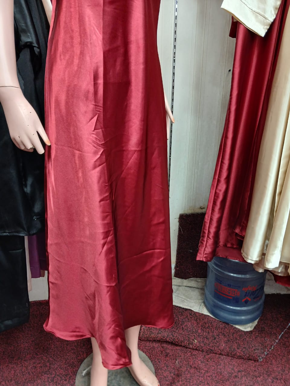 Long silk plain nighty