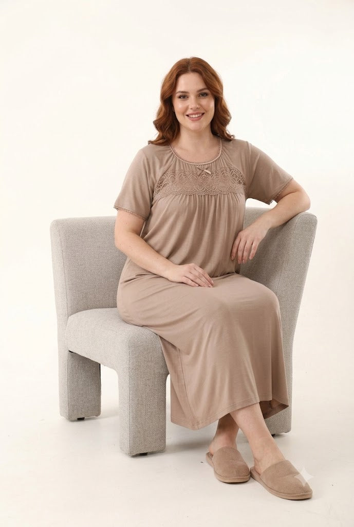 Secret Lingers Lace Yoke Maxi Nightgown