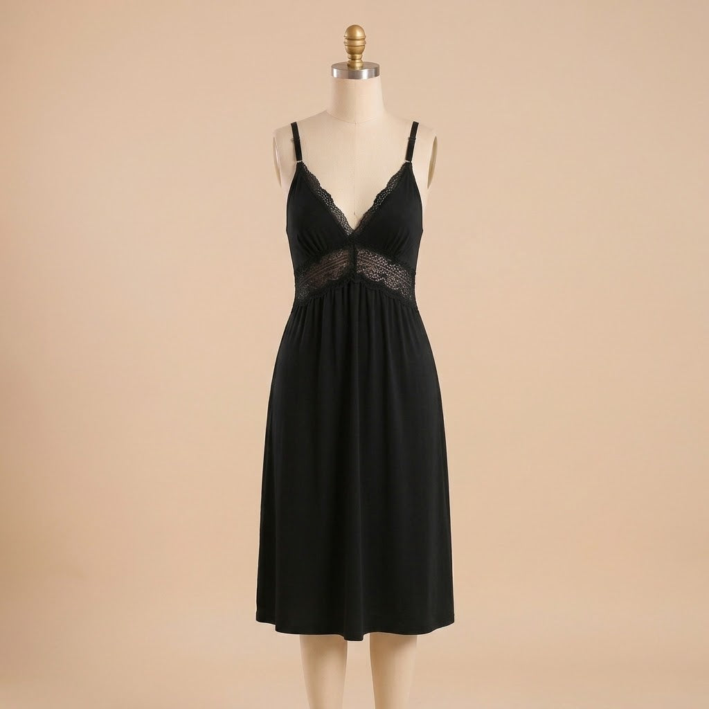 Deep Red Lace Detail Nightgown
